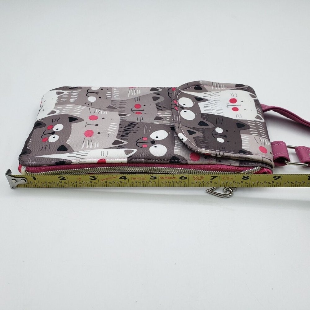 Pusheen Cats Cross Body Bag Phone Pouch Case Grey Pink Silver 9 in x 5 in - Picture 9 of 11